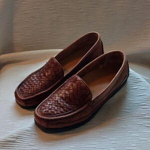 Cherokee Woven Brown Leather Mens Loafers Size 10